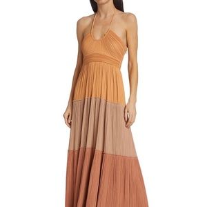A.L.C. Cecilia Pleated Maxi Dress in orange, rose, and rust in Size 2.